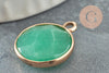 Pendentif rond aventurine naturelle verte laiton doré 20mm, x1 (G1422)