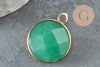 Pendentif rond aventurine verte laiton doré 20mm, aventurine Naturelle,pendentif pierre,x1 G1422