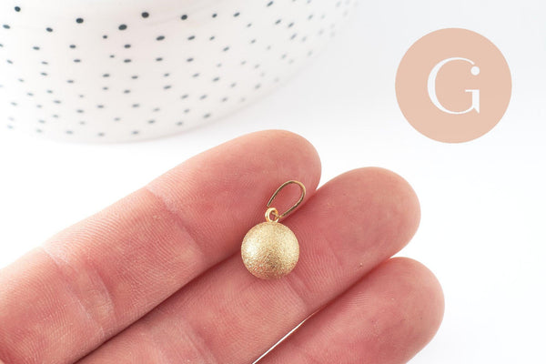 Pendentif rond boule acier inoxydable 303 doré 17mm, x1 (G9666)