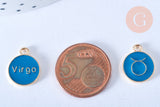 Pendentif rond constellation zamac doré émail bleu marine 15mm, x1 (G6666)