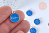 Pendentif rond constellation zamac doré zircon émail bleu 15mm, x1 (G6662)