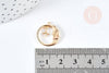 Pendentif rond croissant lune laiton doré zircons blancs 18.5mm, x1 (G8434)