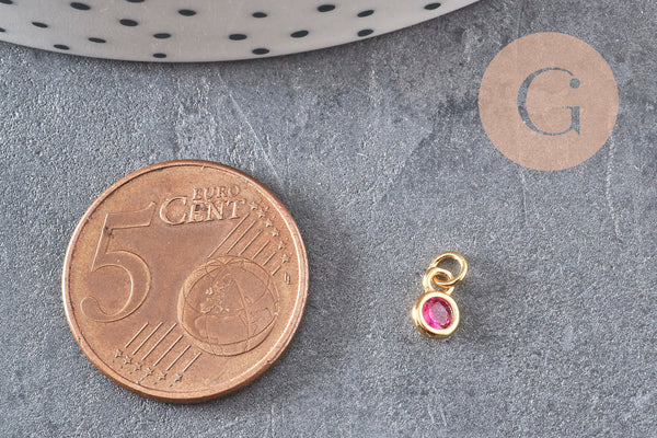 Pendentif rond doré 24 carats cristal multicolore,pendentif cristal doré ,6.5mm, x10 (G3323)