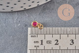 Pendentif rond doré 24 carats cristal multicolore,pendentif cristal doré ,6.5mm, x10 (G3323)