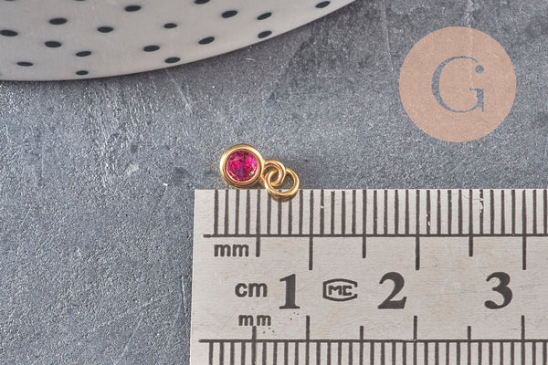 Pendentif rond doré 24 carats cristal multicolore,pendentif cristal doré ,6.5mm, x10 (G3323)