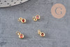 Pendentif rond doré 24 carats zircon rouge, pendentif doré cristal, création bijoux,6.5mm, x5 (G4676)