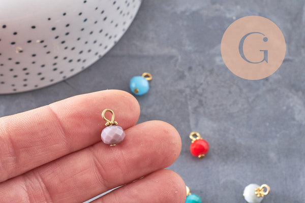 Pendentif rond doré carats cristal multicolore, pendentif doré cristal, 12mm, X10 (G5251)