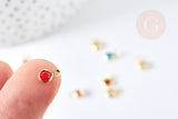 Pendentif rond doré cristal multicolore 7.5mm,pendentif doré création bijoux, les 10 G8419