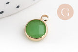 Pendentif rond doré cristal,fournitures créatives,pendentif cristal coloré,12mm, x1 (G5039)