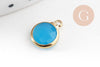 Pendentif rond doré cristal,fournitures créatives,pendentif cristal coloré,12mm, x1 (G5039)