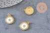 Pendentif rond doré étoile résine blanche, un Pendentif pour femme en métal doré pour la création de bijoux,16mm,x1 (G3158)