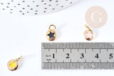 Pendentif rond étoile émail coloré laiton doré 18K 10mm,x1 (G8581)