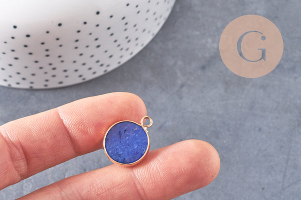 Pendentif rond jade bleu, naturel,pendentif rond,20.5mm, x1 G2173