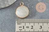 Pendentif rond jade naturel blanc 20mm, pendentif pierre, x1 G3097