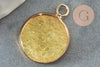 Pendentif rond jade naturel jaune 20.5mm, x1 (G2172)