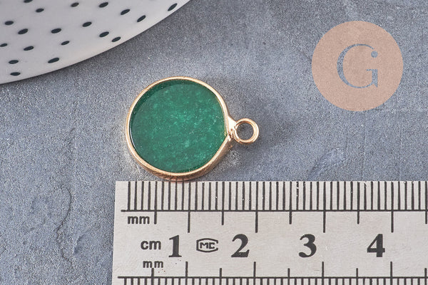 Pendentif rond jade vert, naturel,pendentif rond,20.5mm, x1 G2171