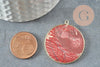 Pendentif rond jaspe rouge,creation bijou,pierre jaspe naturel,32mm, x1 G3081