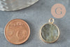 Pendentif rond labradorite laiton doré 20mm, labradorite naturelle, x1 G6304