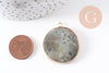 Pendentif rond labradorite naturel laiton doré 35mm, x1 (G10110)