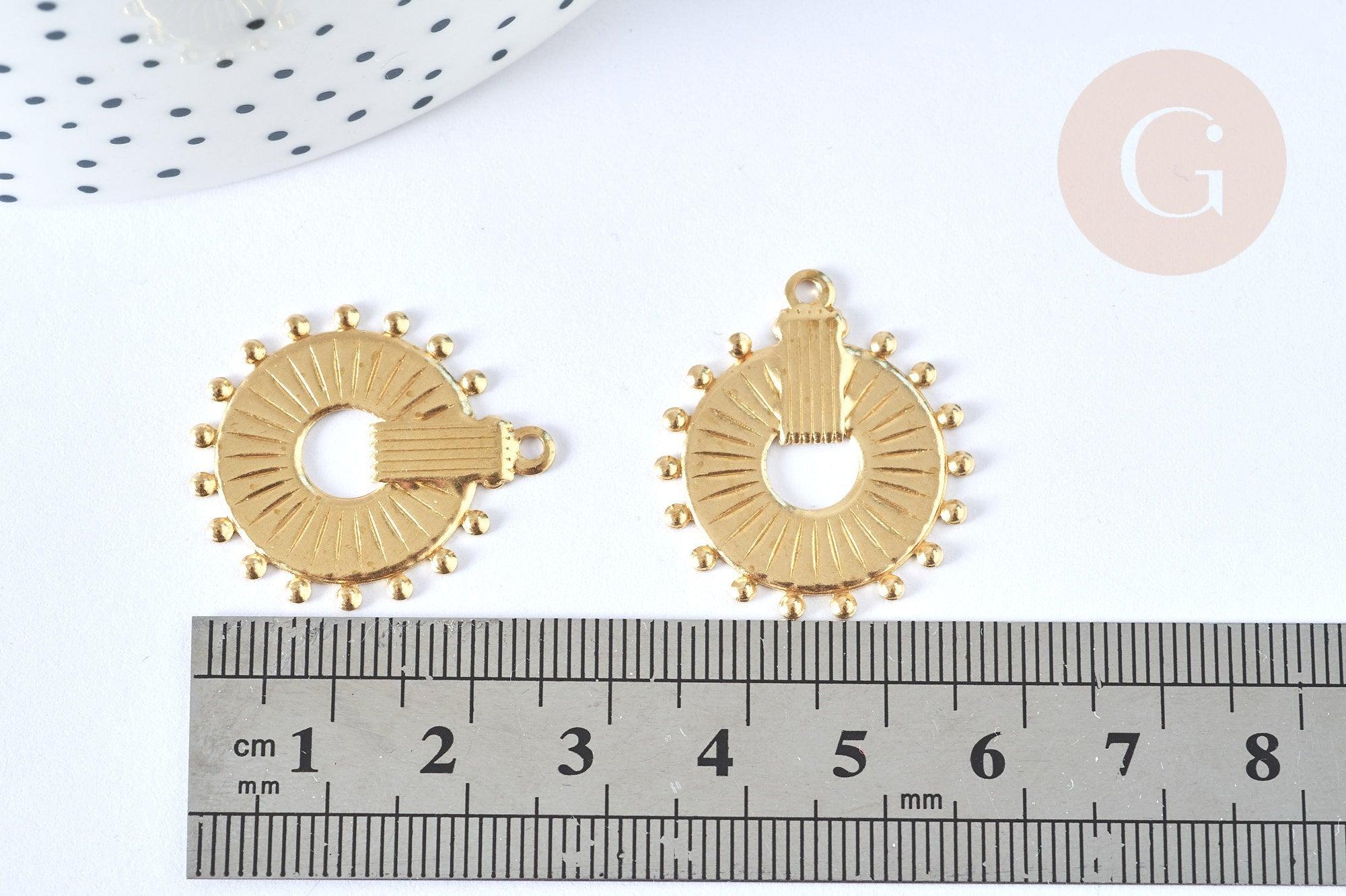 Pendentif rond laiton brut 27x23mm, x2 (G6919)
