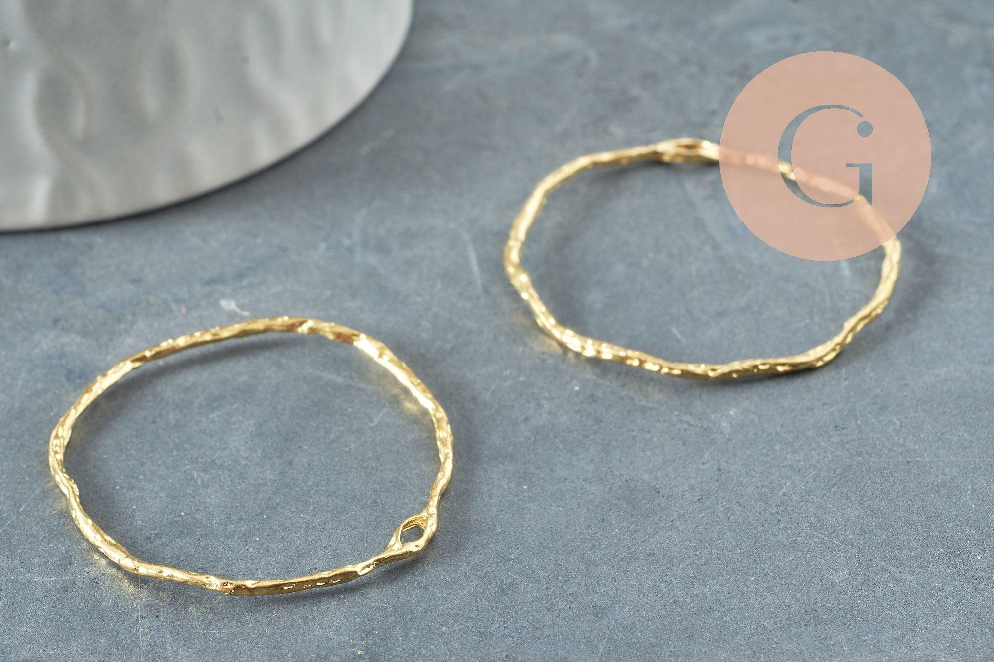 Pendentif rond laiton brut 35mm, fournitures pour bijoux, breloque laiton brut, X2 (G1905)