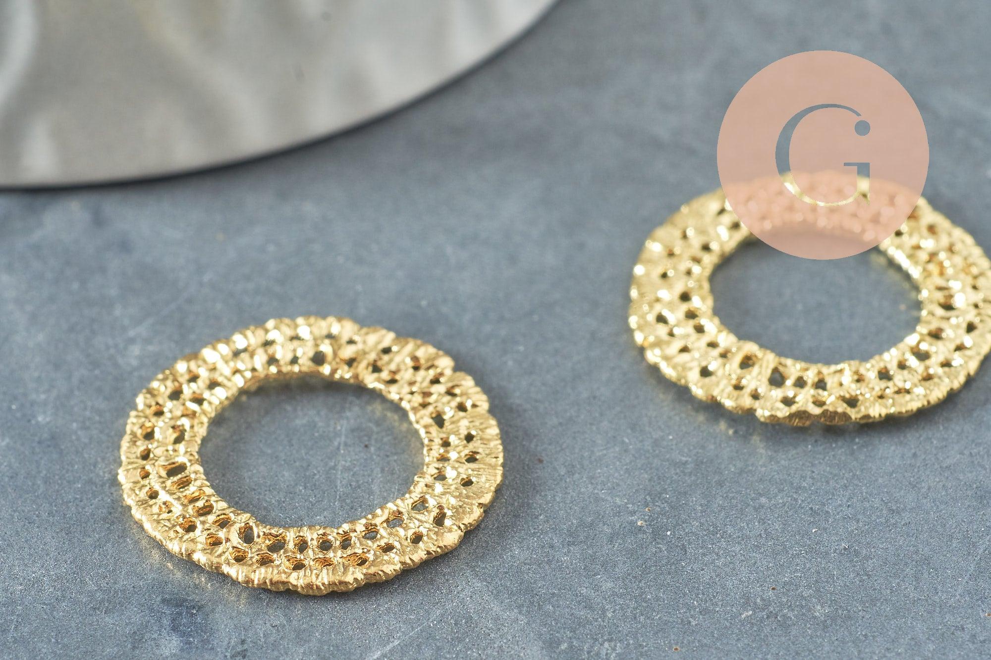 Pendentif rond laiton brut, breloque laiton brut, bijou laiton, création bijoux,pendentif laiton brut,22mm, X2 (G2188)