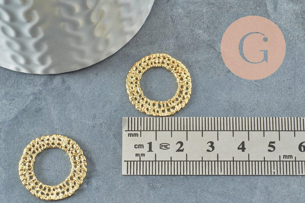 Pendentif rond laiton brut, breloque laiton brut, bijou laiton, création bijoux,pendentif laiton brut,22mm, X2 (G2188)