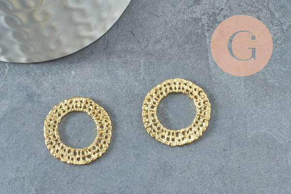 Pendentif rond laiton brut, breloque laiton brut, bijou laiton, création bijoux,pendentif laiton brut,22mm, X2 (G2188)