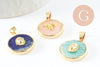 Pendentif rond lapis amazonite quartz rose, un pendentif pour la creation de bijoux pierre naturelle,21.5mm, x1 (G3159)