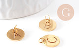 Pendentif rond lettre initiale acier doré sans nickel 12mm, x1 (G4786)