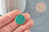Pendentif rond malachite de synthèse,pendentif rond,26mm, x1 (G1933)