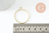 Pendentif rond martelé zamac doré 30.5mm pour résine, x1 (G10025)