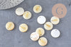 Pendentif rond nacre ananas,fourniture créative, pendentif ananas,coquillage blanc naturel,16mm,1 trou x10 (G0669)