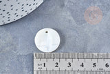 Pendentif rond nacre blanche 20mm, pendentif coquillage blanc naturel, x5 (G8532)