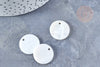 Pendentif rond nacre blanche 20mm, pendentif coquillage blanc naturel, x5 G8532