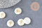Pendentif rond nacre palmier, pendentif palmier,coquillage blanc naturel,16mm,1 trou, x 5 (G0833)