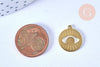 Pendentif rond oeil laiton brut 17mm, x2 (G6857)