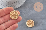 Pendentif rond osier tressé naturel clair 19-25mm, x2 (G2439)