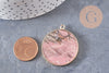 Pendentif rond rhodonite,rhodonite Naturelle,pendentif rhonodite,35mm, x1 G2815