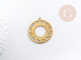 Pendentif rond soleil acier 201 inoxydable doré 33mm, création bijoux résistants x1 G6150
