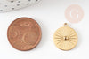 Pendentif rond soleil acier inoxydable 304 doré 14K IP 17.5mm, pendentif bijoux chance, x1 G9272