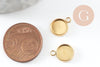 Pendentif rond support cabochon acier 304 inoxydable doré ip 8mm, x2 (G4222)