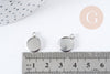 Pendentif rond support cabochon acier 304 inoxydable platine 15mm, x10 (G8940)