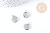 Pendentif rond support cabochon acier 304 inoxydable platine 15mm, x10 (G8940)