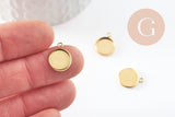 Pendentif rond support cabochon acier inoxydable doré IP 10mm, x1 (G6672)