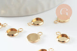 Pendentif rond support pour cabochon 6mm acier 304 inoxydable doré, x2 (G9858)