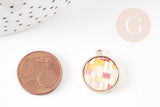Pendentif rond textile tissé multicolore et support doré, un pendentif pour création de bijoux coloré, x2 G5675