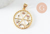 Pendentif rondzodiaque émail laiton doré 22.5mm, x1 (G5334)