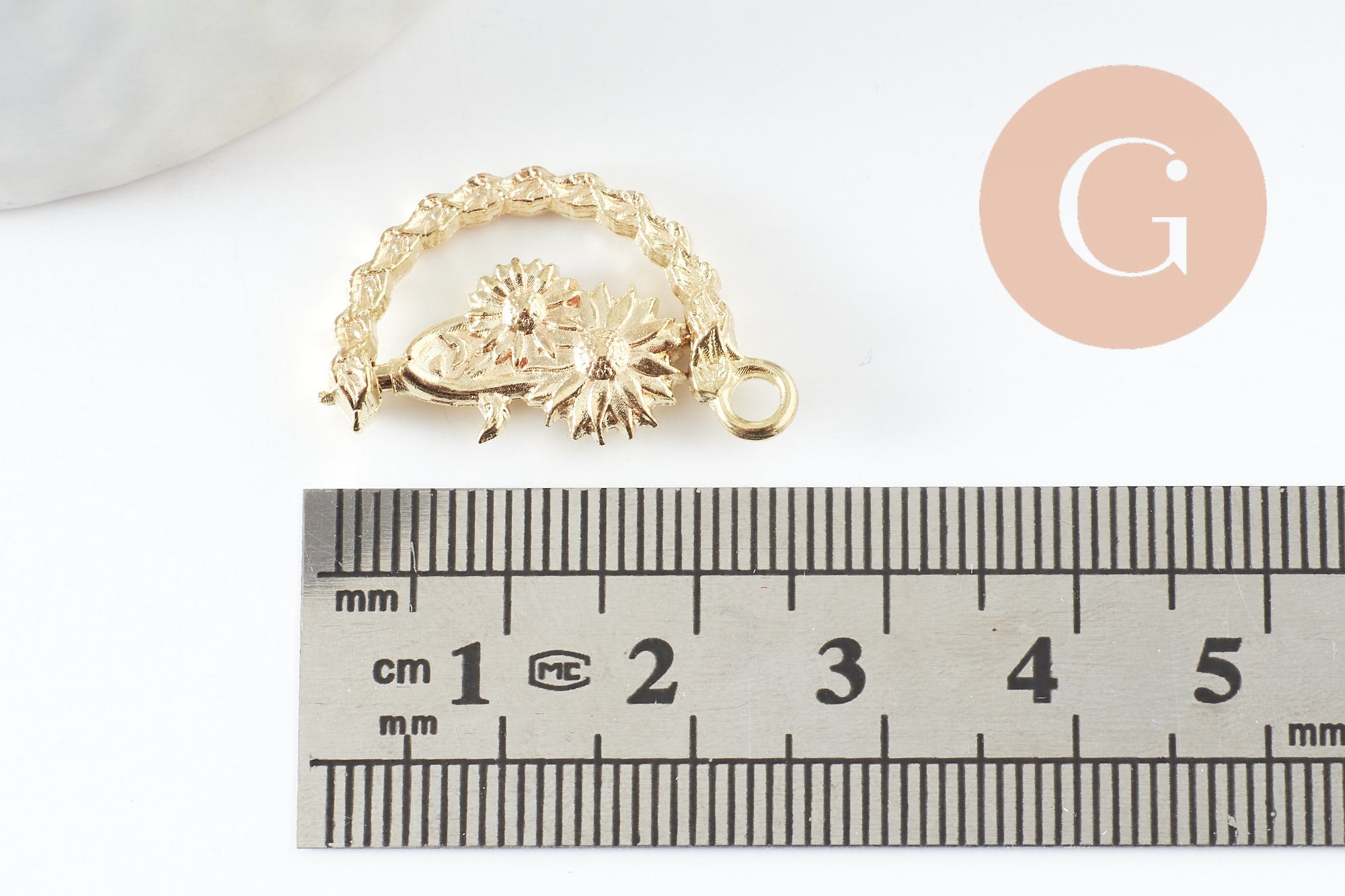 Pendentif rotatif fleurs doré zamac dore 25mm, x2 (G3317)