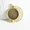 Pendentif rotatif lune pour cabochon zamac doré 30.5mm, bijou mobile création , x1 (G5323)